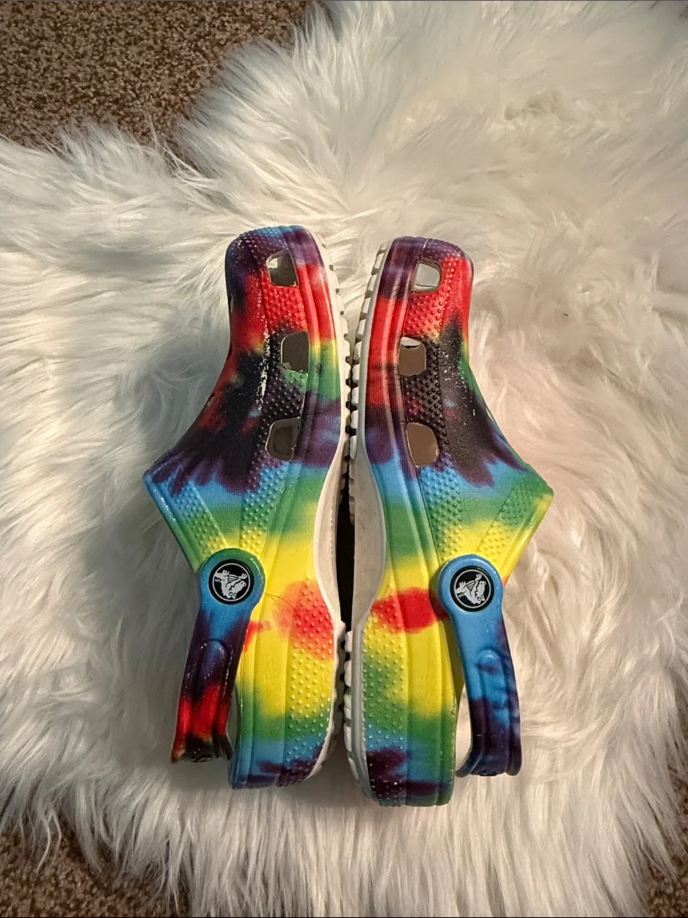 CROCS Kids Tie-Dye Clogs in Rainbow Colors